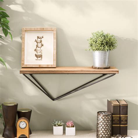 Rustic Wall Mount Pine Wood Floating Display Shelf With  